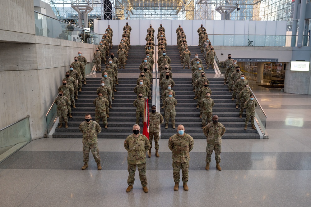 NY National Guard stand together at Javits Center NY