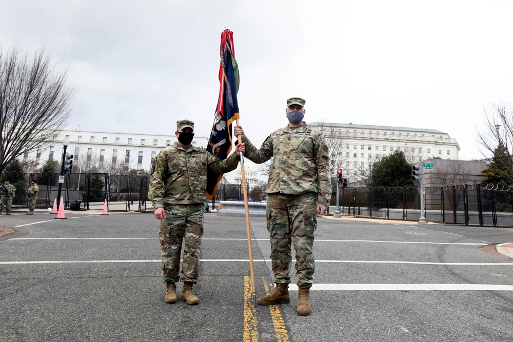 Peaceful transfer of presidential power secured. Massachusetts Soldiers depart Washington, D.C. after supporting the 59th Presidential Inauguration.