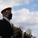 Members of the United States Joint Forces Color Guard stand in formation before the start of the 59th Presidential Inauguration parade.