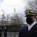 Members of the United States Joint Forces Color Guard stand in formation before the start of the 59th Presidential Inauguration parade.