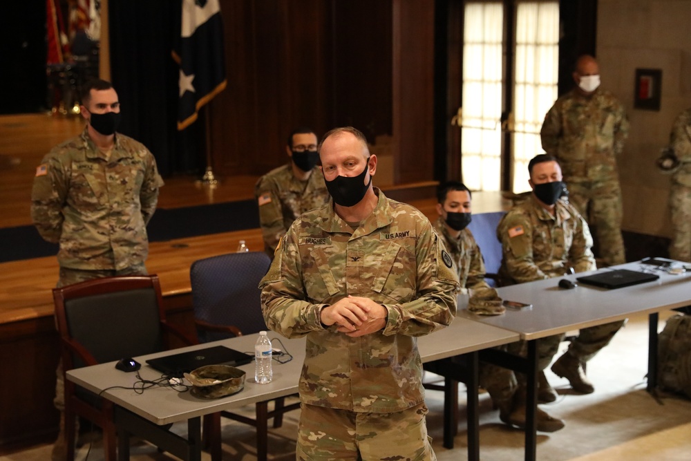 Col. Hughes talks to members of the New Jersey National Guard’s Joint Task Force Iron Guard in Washington, D.C.