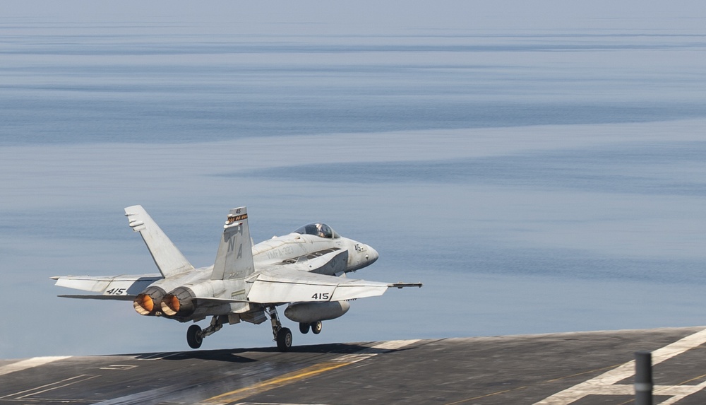 An F/A-18C Hornet Launches from the Flight Deck of Nimitz