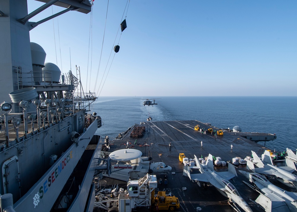 USS Nimitz Conducts A VertRep