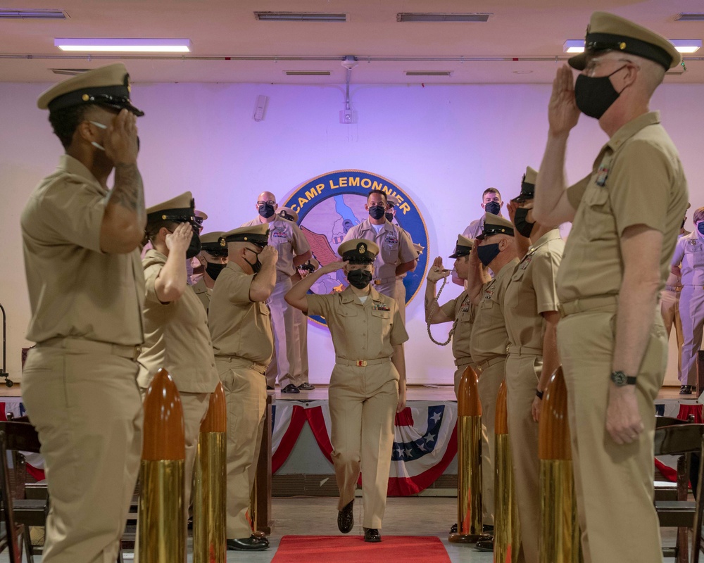 Camp Lemonnier's New Chiefs Pinned in Navy Tradition