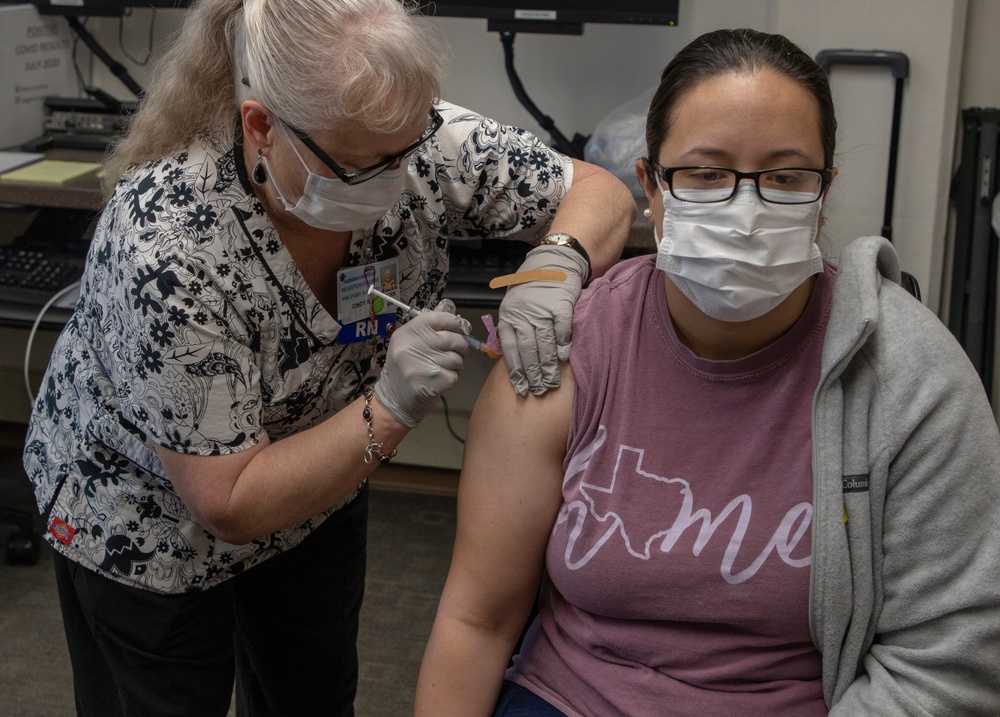 Airmen receive second round of COVID-19 vaccine at Dameron Hospital