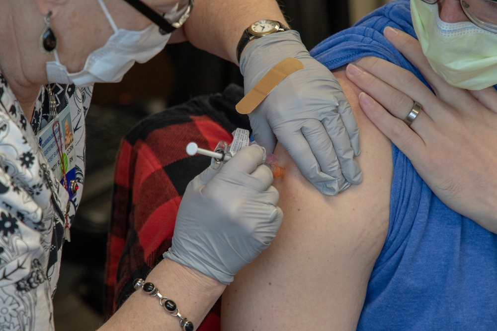 Airmen receive second round of COVID-19 vaccine at Dameron Hospital