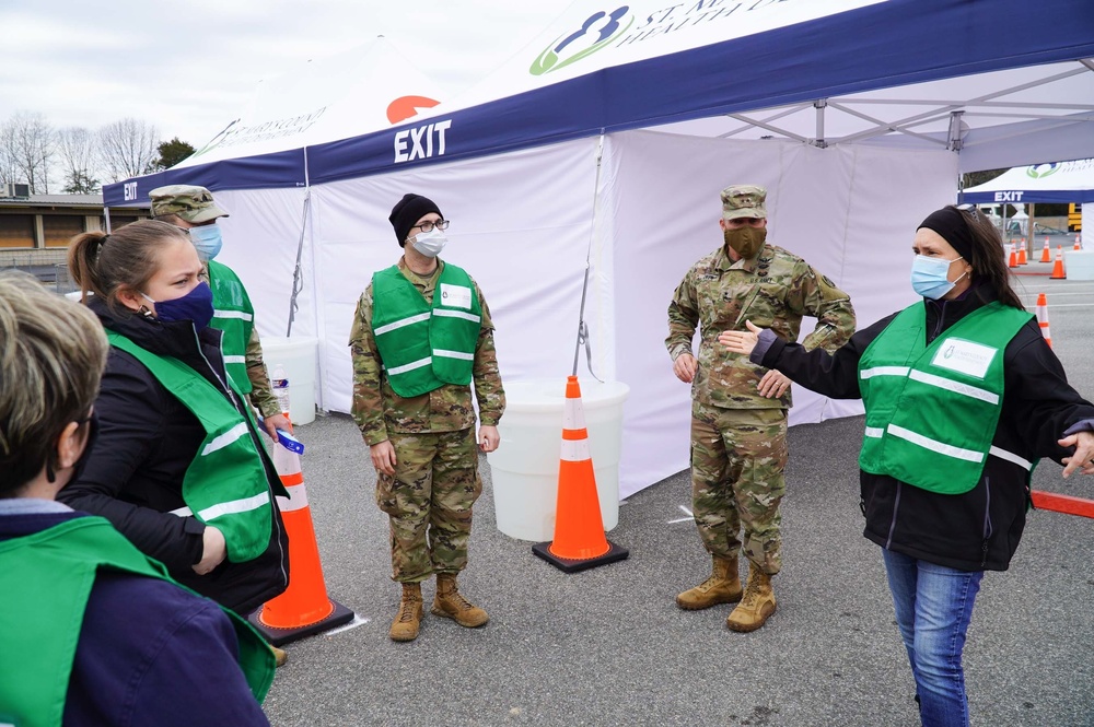 Army medics vaccinate local citizens in St. Mary's County, Md.