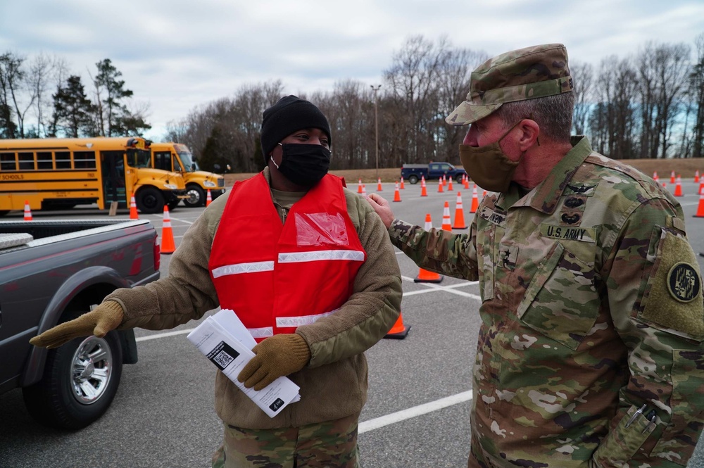 Army medics vaccinate local citizens in St. Mary's County, Md.