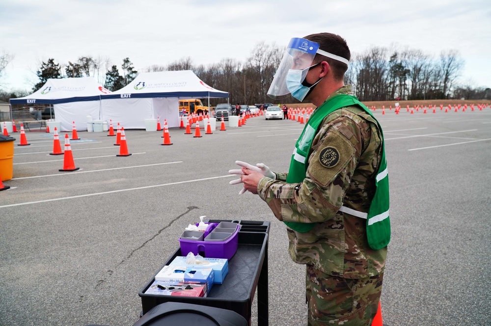 Army medics vaccinate local citizens in St. Mary's County, Md.