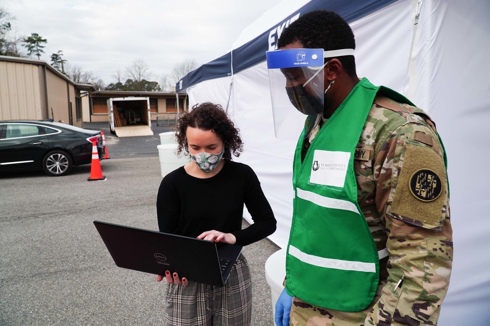 Army medics vaccinate local citizens in St. Mary's County, Md.