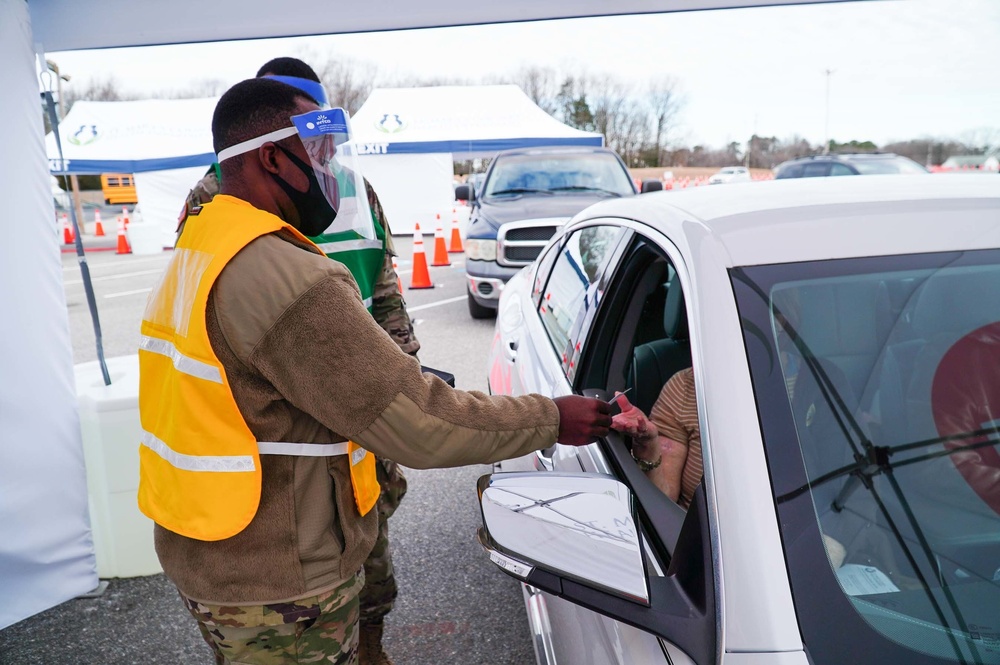 Army medics vaccinate local citizens in St. Mary's County, Md.