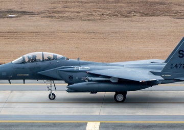 333rd Fighter Squadron F-15E Strike Eagles take off at SJAFB