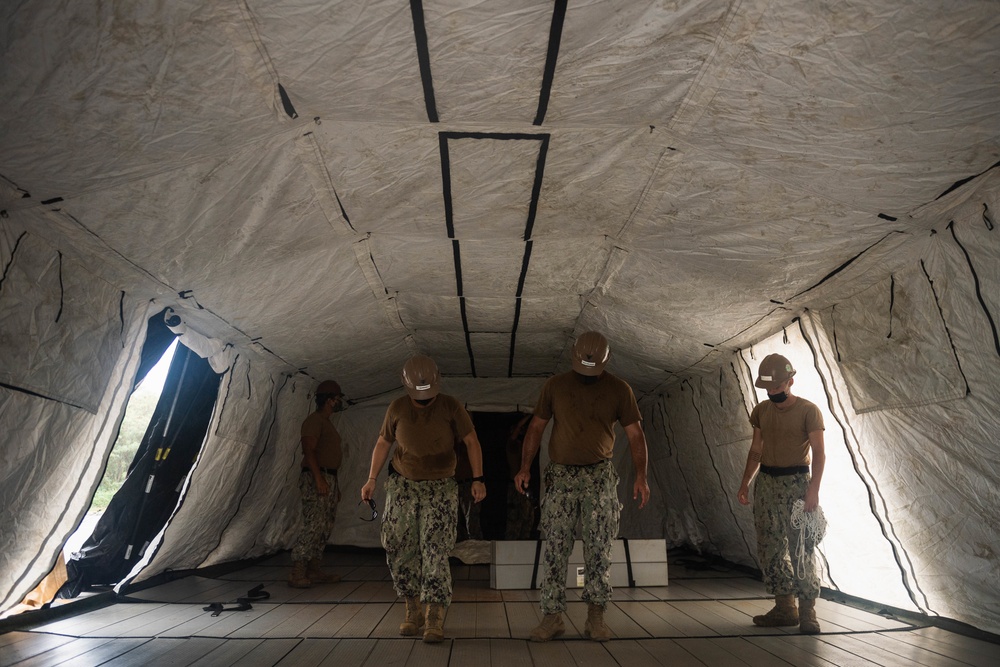 Seabees Construct C2 Tents on Camp Covington for CTF 75 Exercise