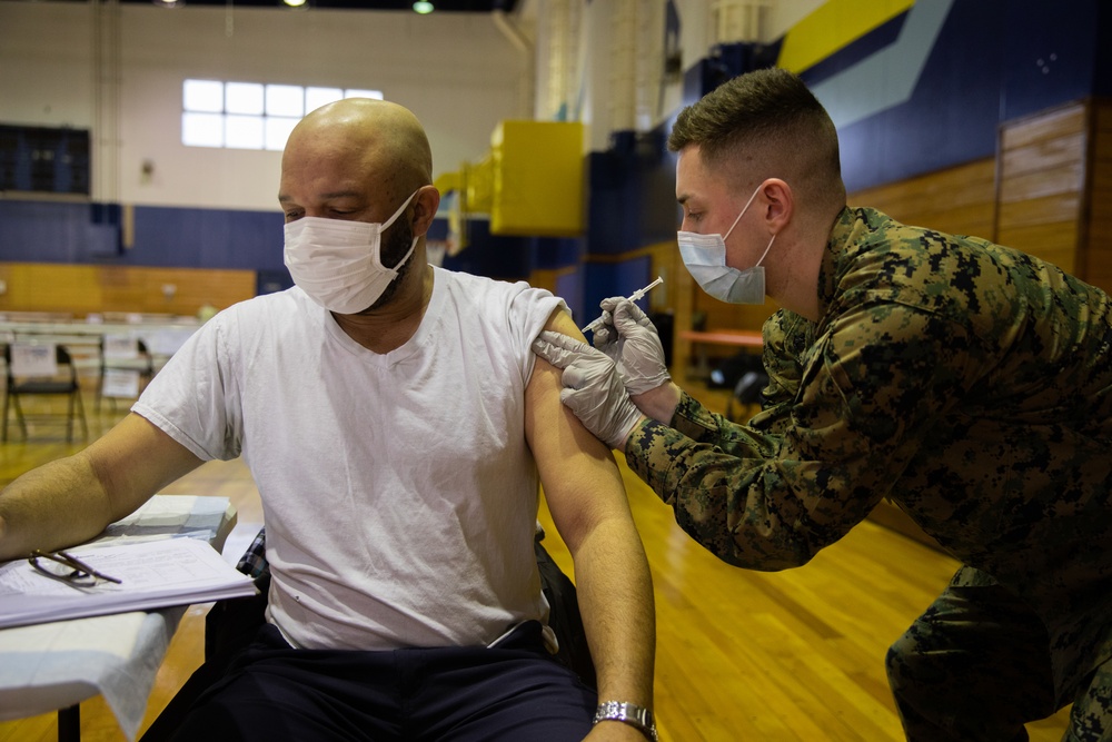 U.S. Marine Corps and Navy Personnel Receive Moderna COVID-19 Vaccine