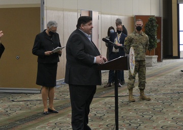 Illinois National Guard Mans Mass COVID-19 Vaccination Site in Tinley Park
