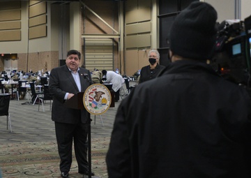 Illinois National Guard Mans Mass COVID-19 Vaccination Site in Tinley Park