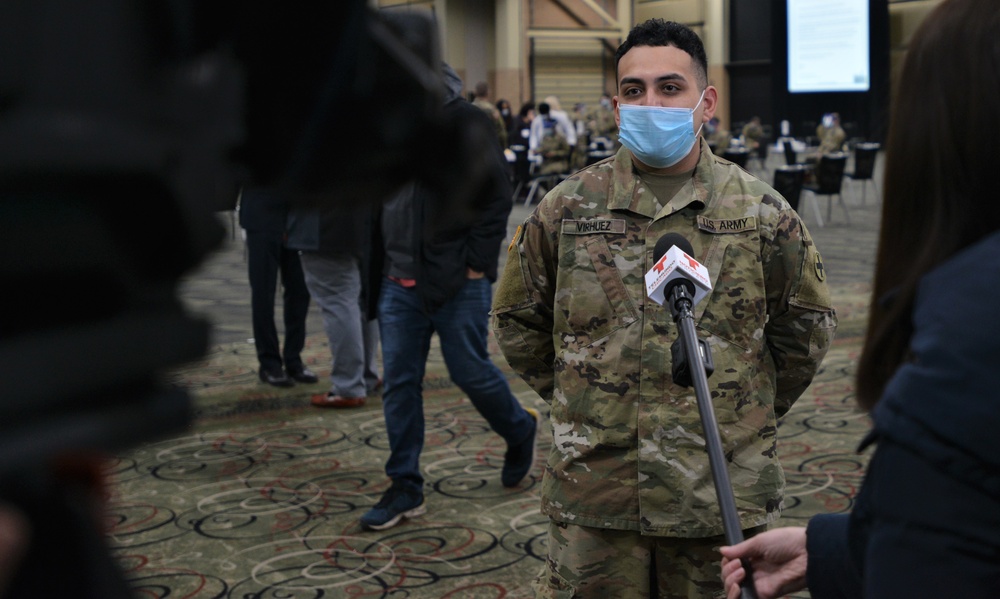 Illinois National Guard Mans Mass COVID-19 Vaccination Site in Tinley Park