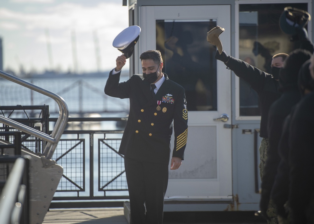 CMC Jans Valdespou bids farewell to the officers and crew of Constitution