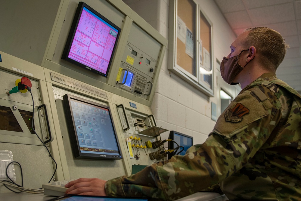 4th CMS Electrical and Environmental Airmen test F-15E Strike Eagle Components