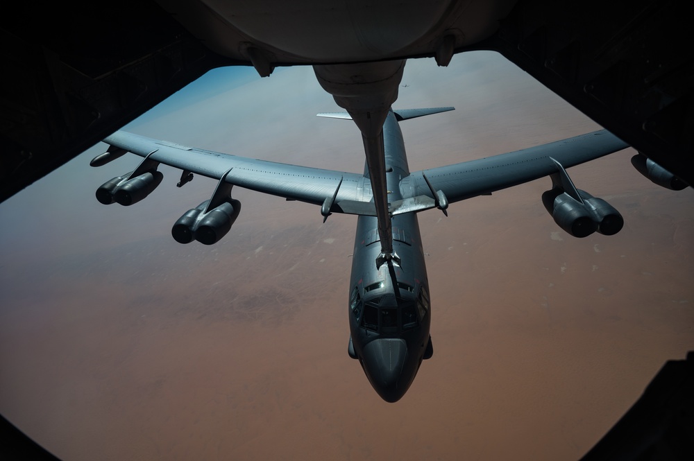 KC-10 fuels bomber mission