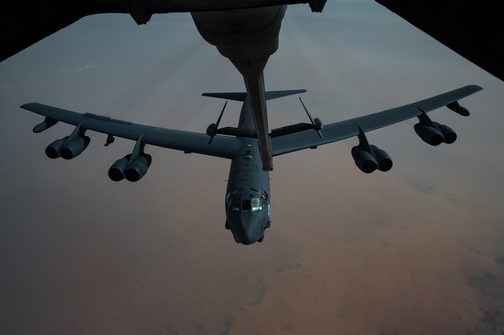 KC-10 fuels bomber mission