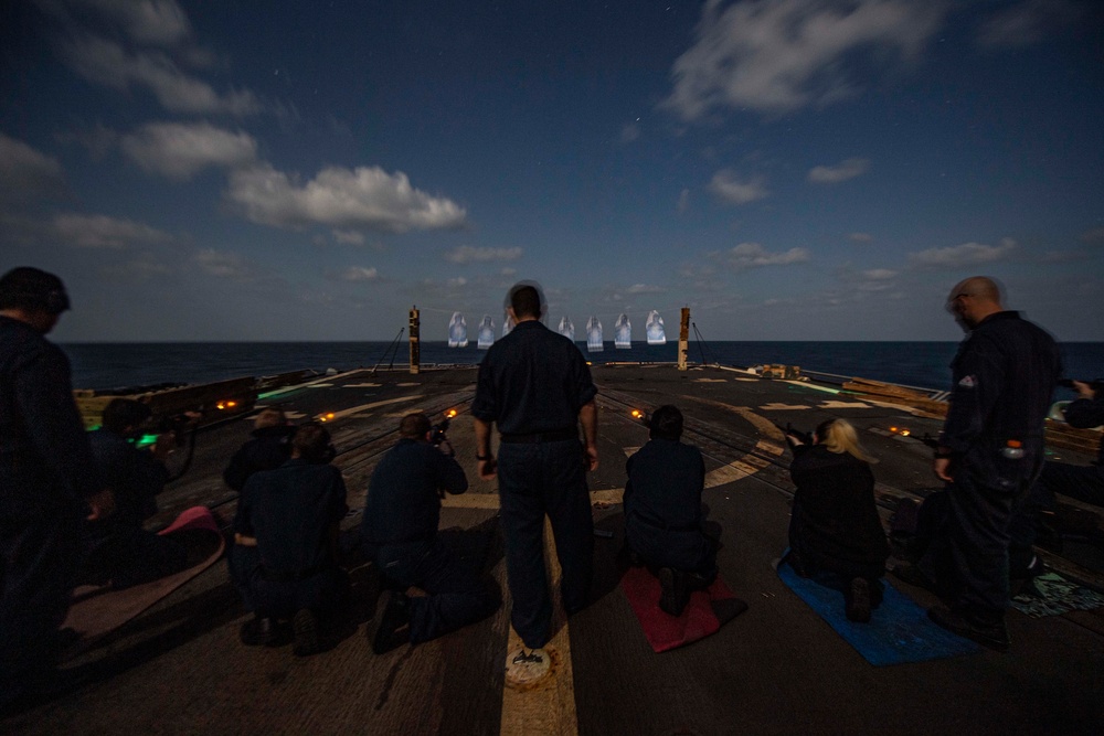 USS Sterett Conducts a Night Live-Fire Exercise