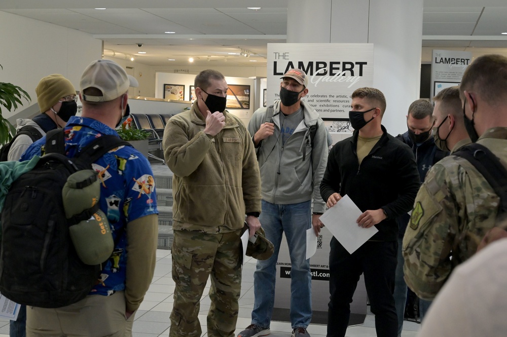 U.S. Airmen from 126th Civil Engineer Squadron and 126th Force Support Squadron return home from a six month deployment to Africa.