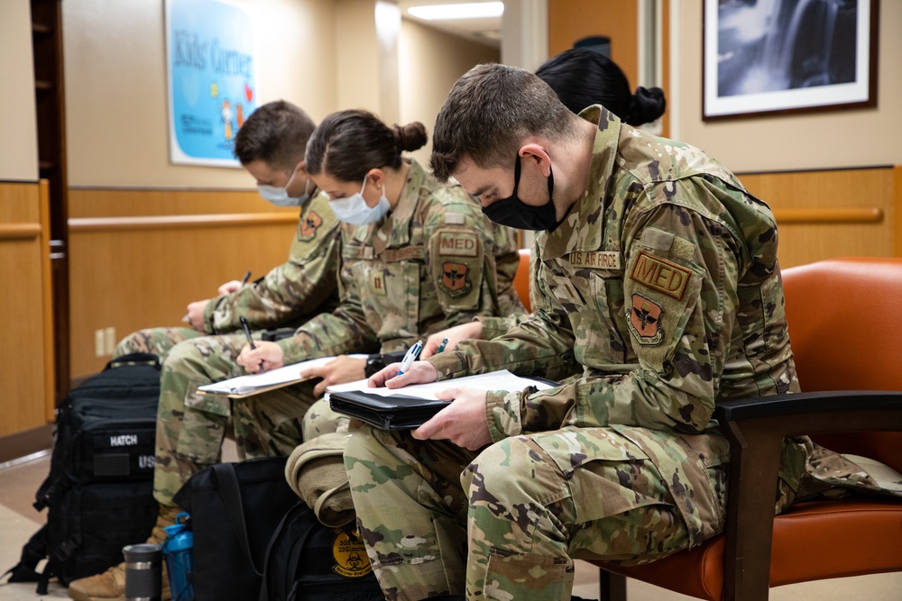 Navy and Air Force medical personnel in-process at Hendrick Health Medical Center for COVID-19 support