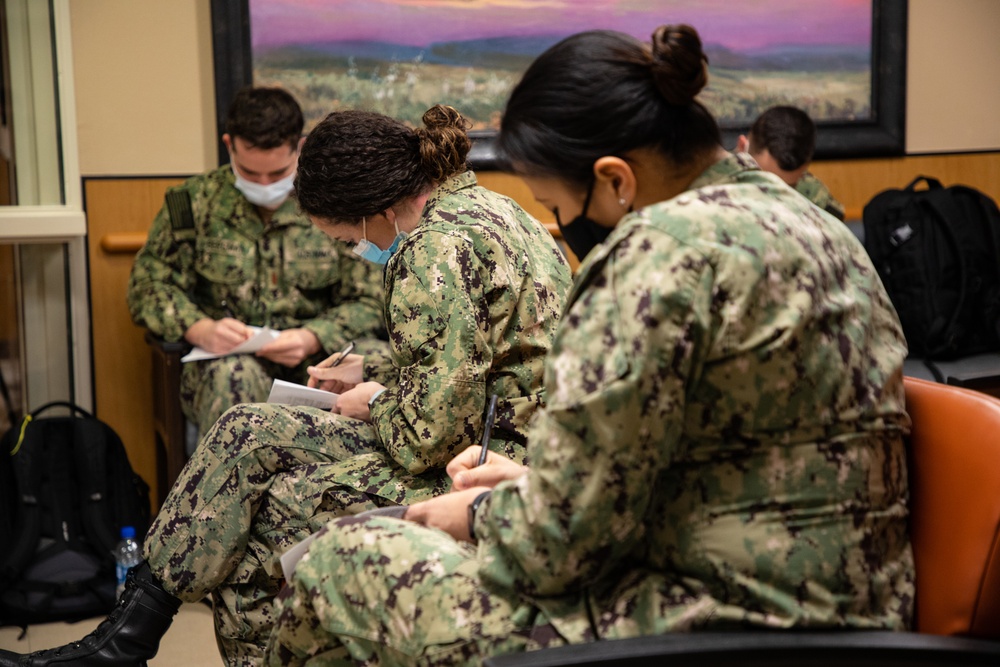 Navy and Air Force medical personnel in-process at Hendrick Health Medical Center for COVID-19 support