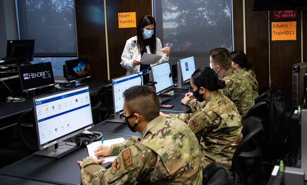 Navy and Air Force medical personnel in-process at Hendrick Health Medical Center for COVID-19 support