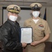 RPC Jesse Kiepper, receives his anchors during USS Constitution’s Chief Petty Officer pinning ceremony