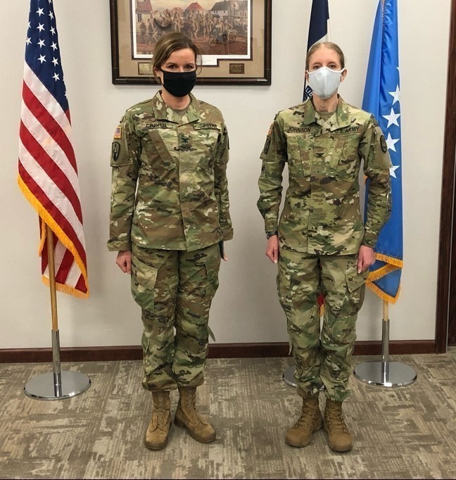 Col. Linda Craven, J3, Domestic Operations Officer and Col. Wendy Johnson, Deputy Commander Clinical Services, Iowa National Guard