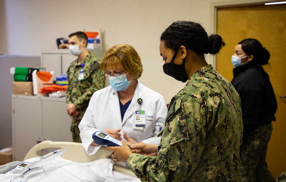 Navy medical personnel receive hands-on training at Hendrick Medical Center for COVID-19 support