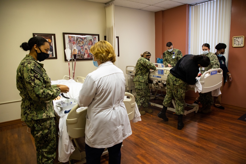 Navy medical personnel receive hands-on training at Hendrick Medical Center for COVID-19 support