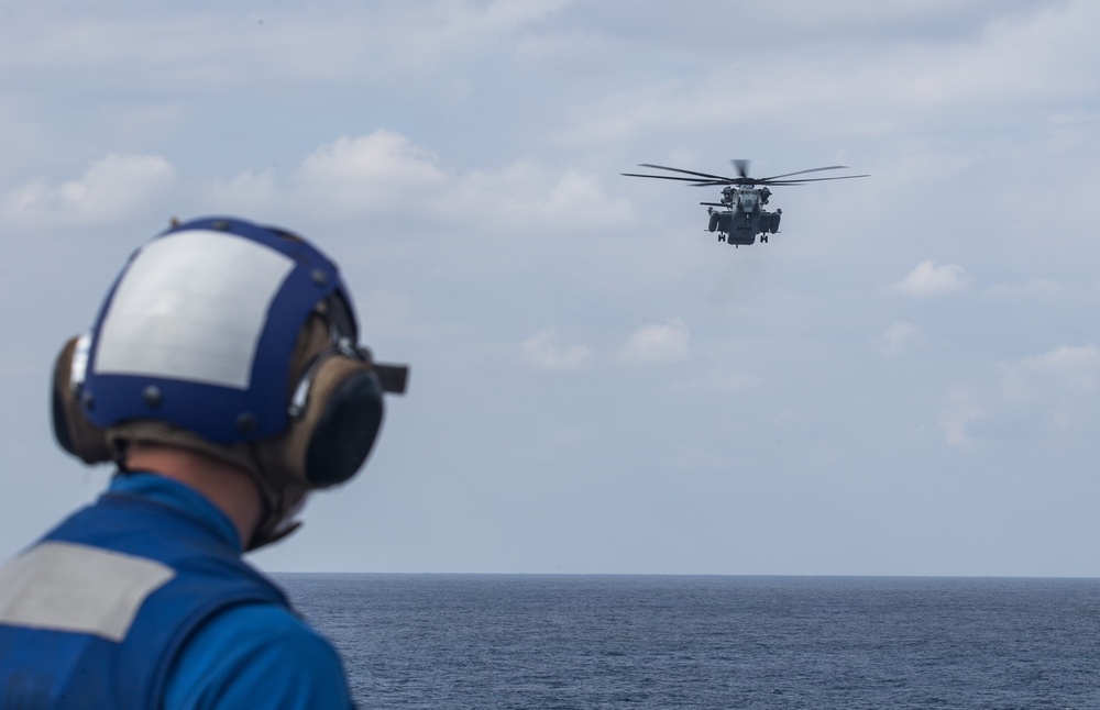 CH-53E performs touch and go drills