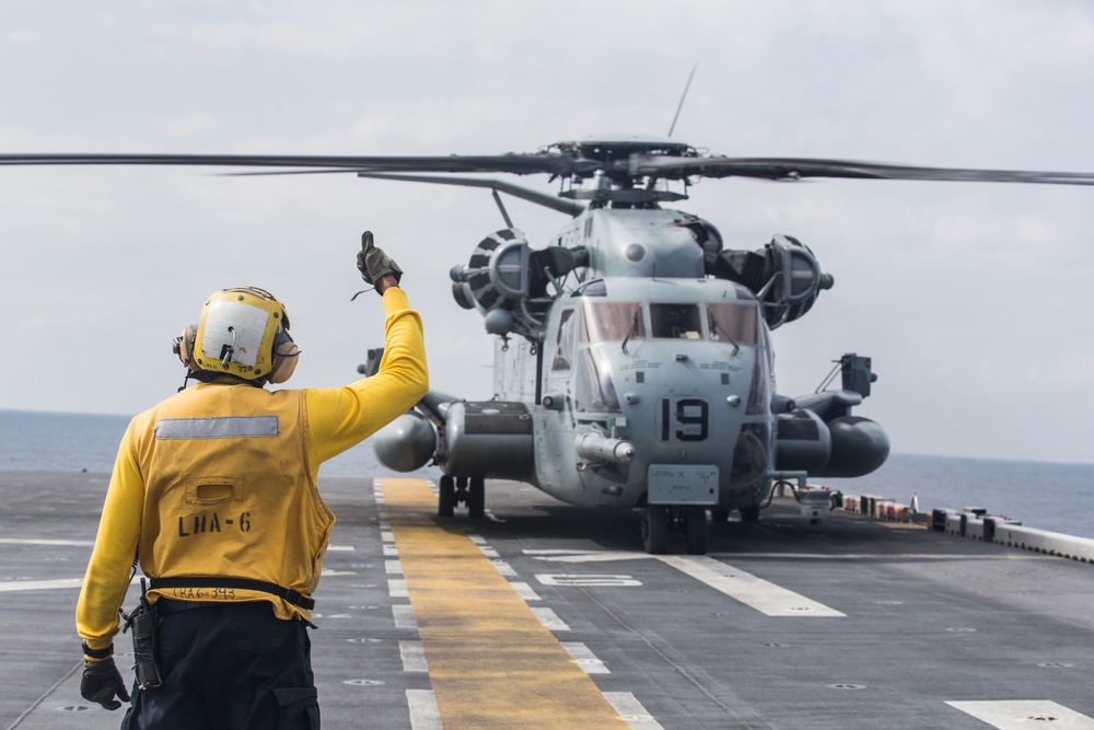 CH-53E performs touch and go drills