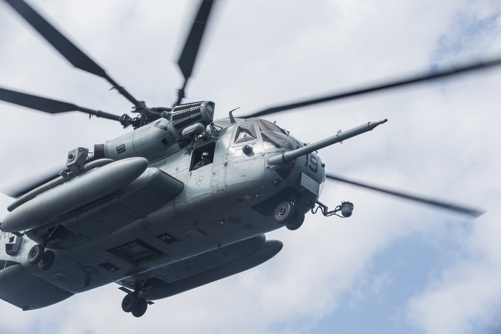 CH-53E performs touch and go drills