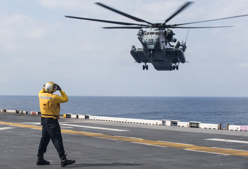 CH-53E performs touch and go drills