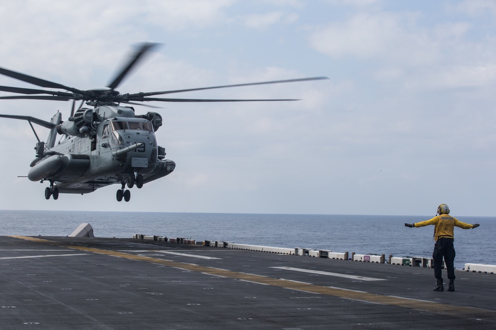 CH-53E performs touch and go drills