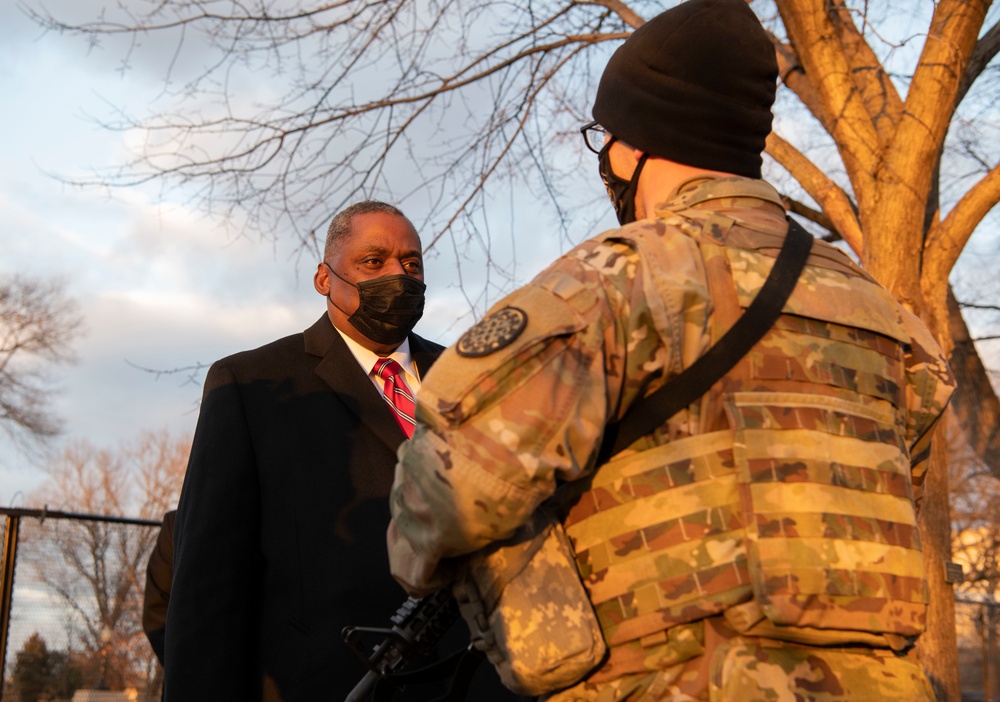 SECDEF Austin speaks with National Guardsmen