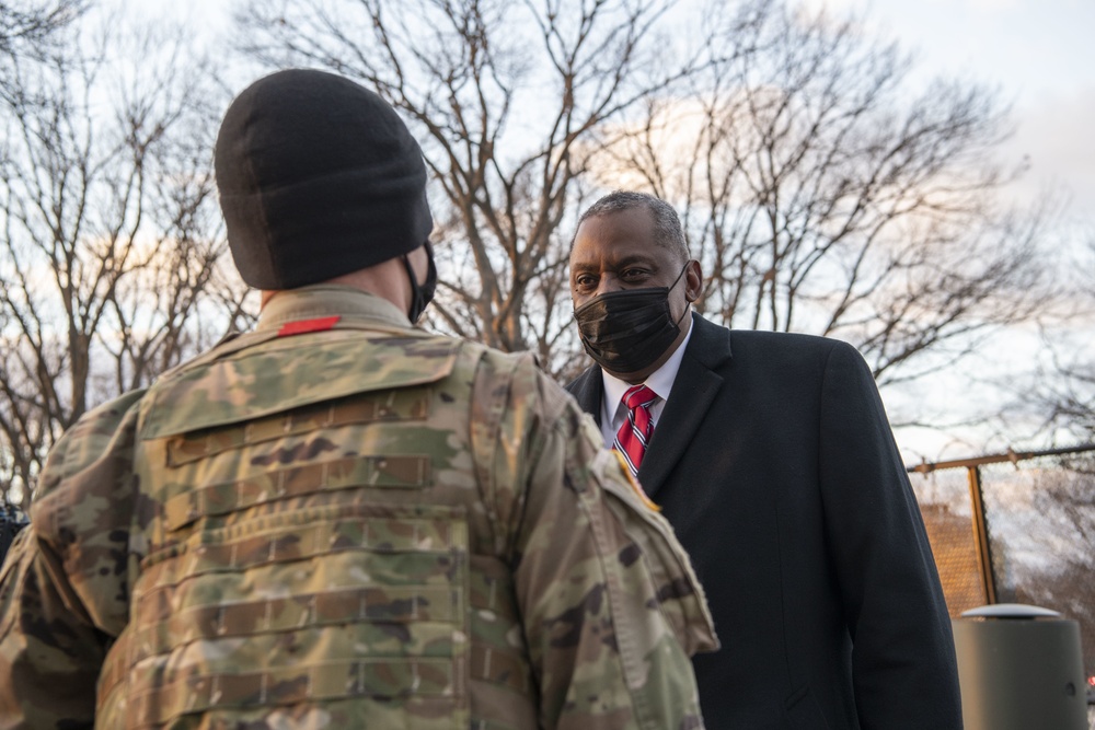 SECDEF Austin speaks with National Guardsmen