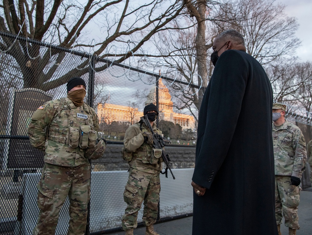 SECDEF Austin speaks with National Guardsmen