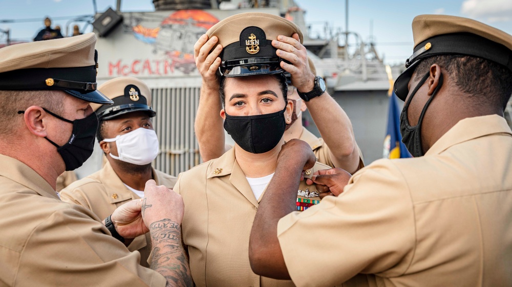 CPO Pinning Ceremony aboard John S. McCain