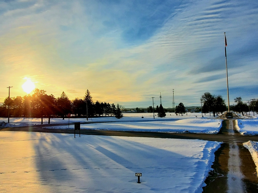January sunrise by the flagpole at Fort McCoy