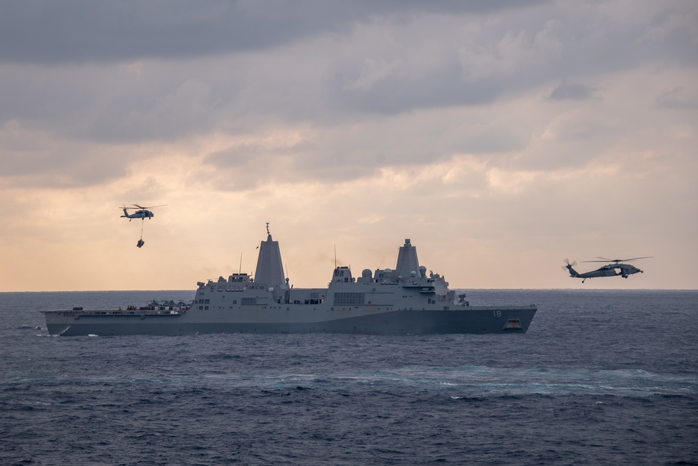 USS America (LHA 6) Conducts A Replenishment-At-Sea
