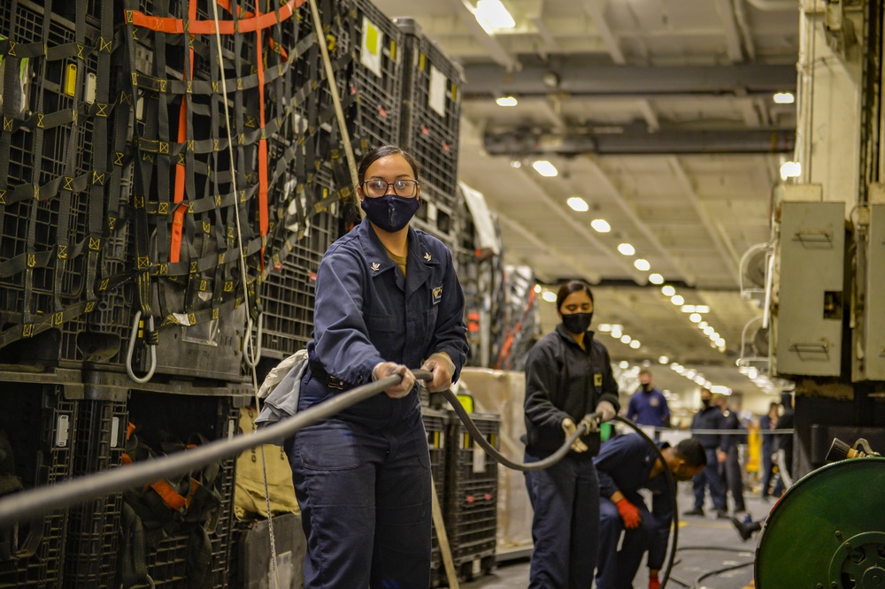 USS Carl Vinson (CVN 70) Sailors Heave in a Cable