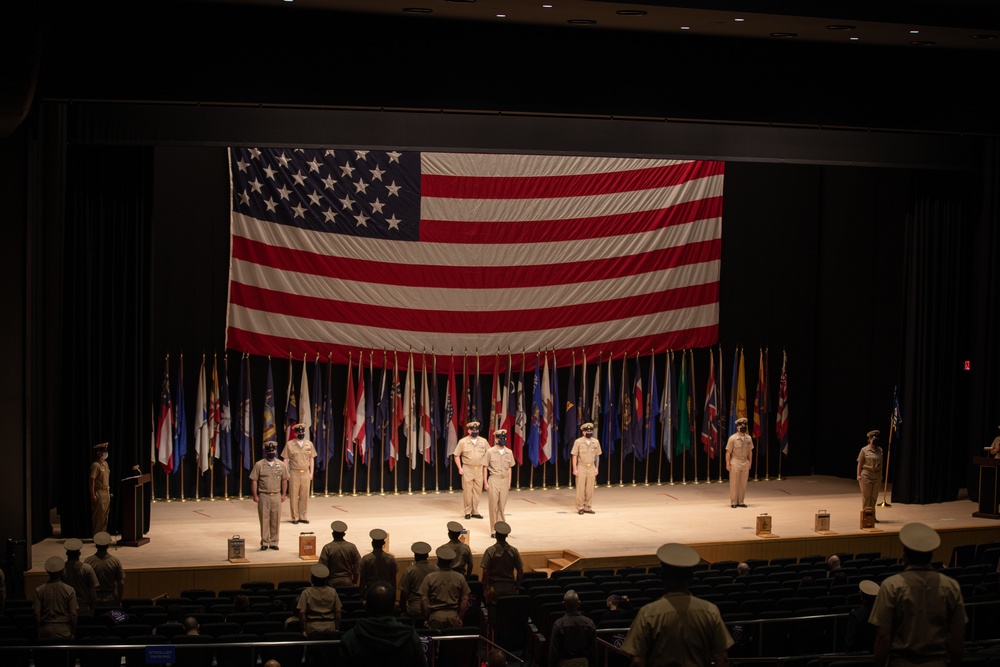 U.S. Navy Sailors receive the rank of chief petty officer for FY 2021