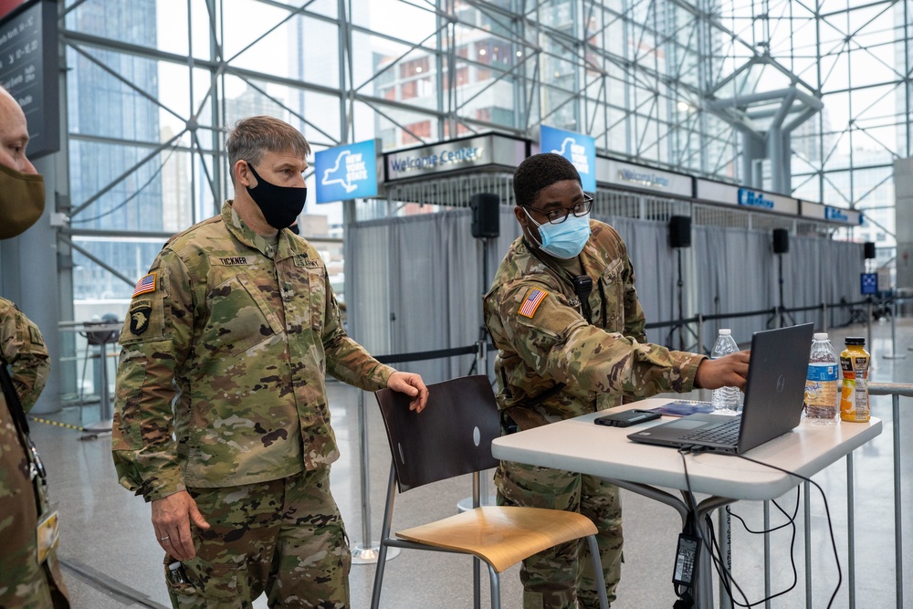 U.S. Army Brig. Gen. Thomas Tickner visits troops in support of state efforts to administer COVID-19 vaccines