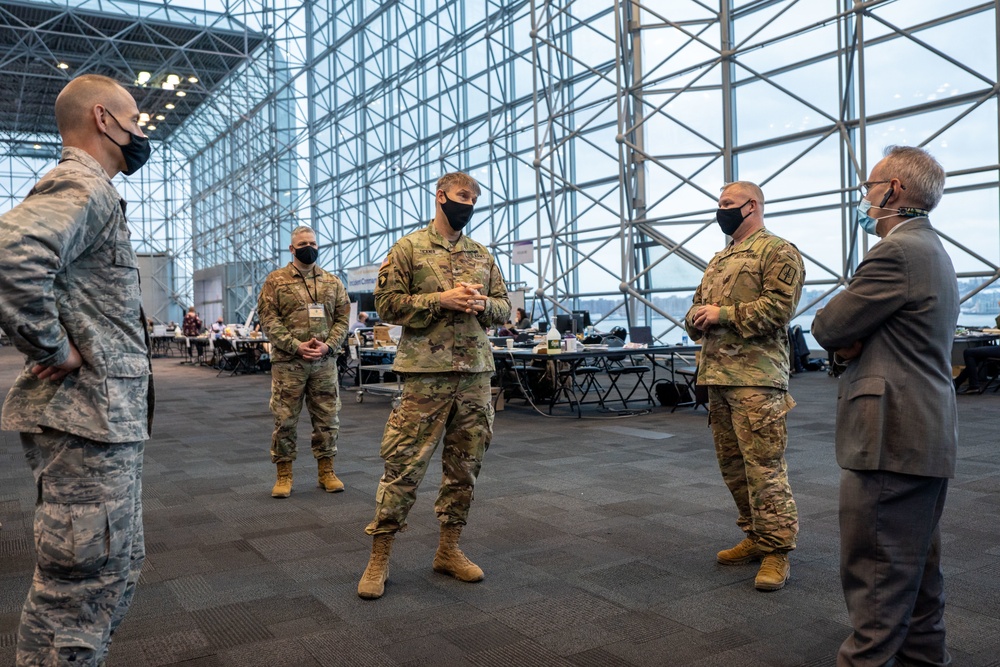 U.S. Army Brig. Gen. Thomas Tickner visits troops in support of state efforts to administer COVID-19 vaccines