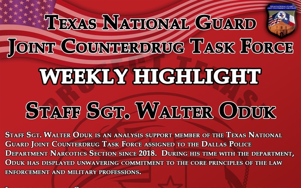 Texas Counterdrug Weekly Highlight Staff Sgt Oduk